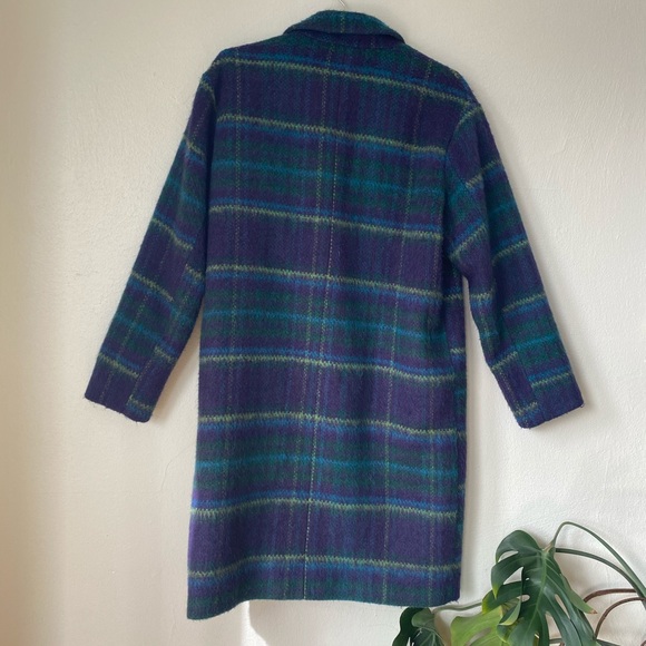 ASOS plaid teal/purple light wool sweater coat - Picture 7 of 9